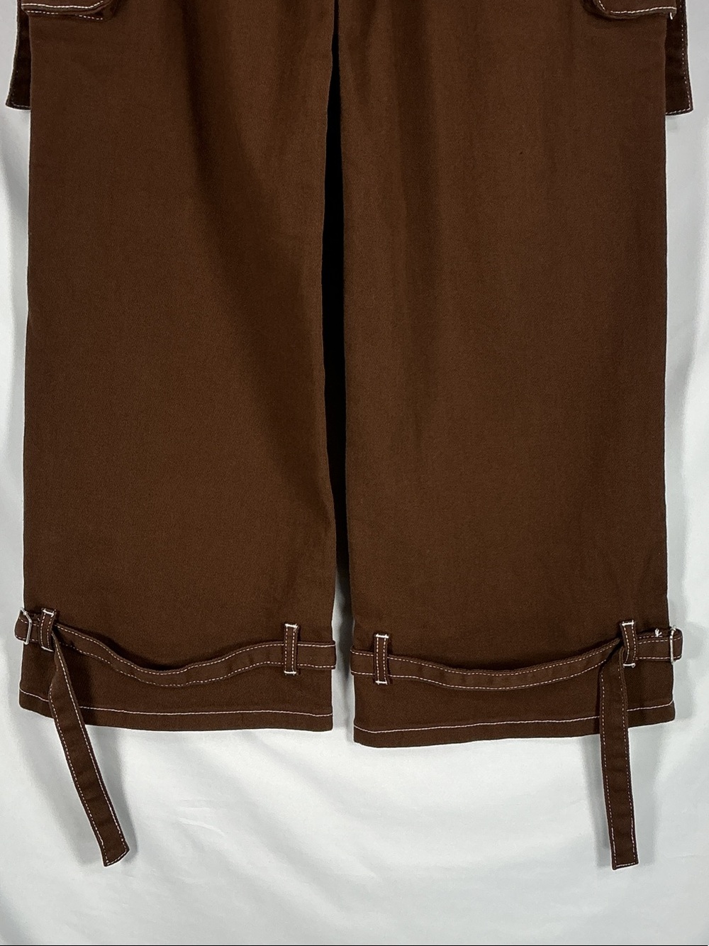 Hot Topic Brown Contrast Stitch Strap Carpenter Cargo Pants Goth Mall Goth L NWT - Picture 6 of 11